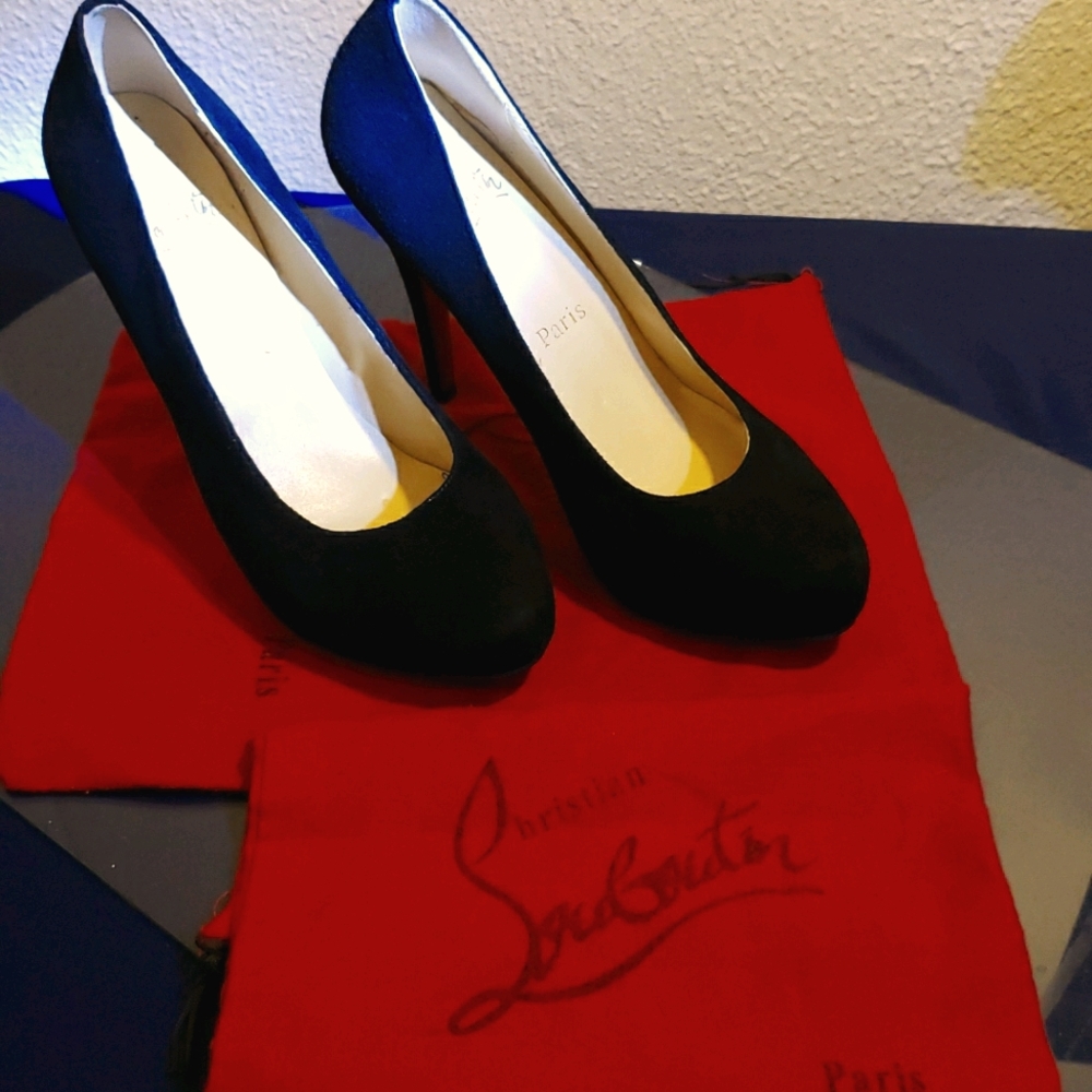Christian Louboutin Black Suede RED BOTTOMS